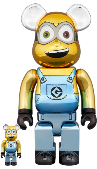 Bob Minions Chrome Version 100% + 400% Bearbrick Set by Medicom Toy