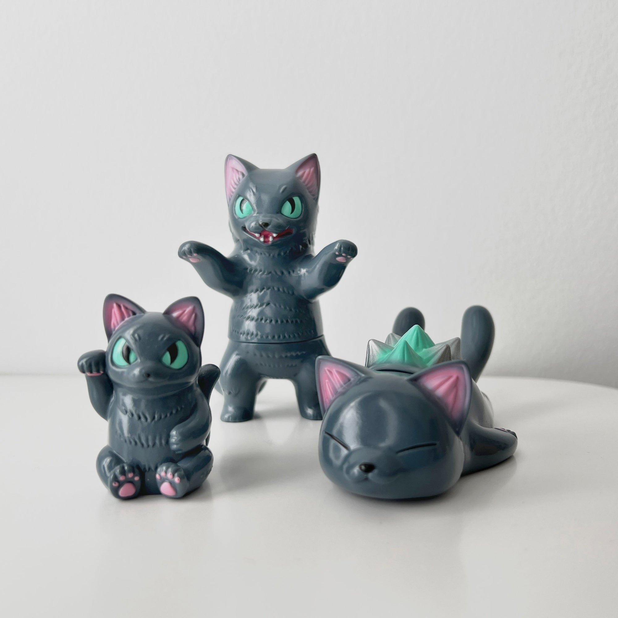 KONATSUYA Negora - Set of 3 Grey with Mint Eyes - 3