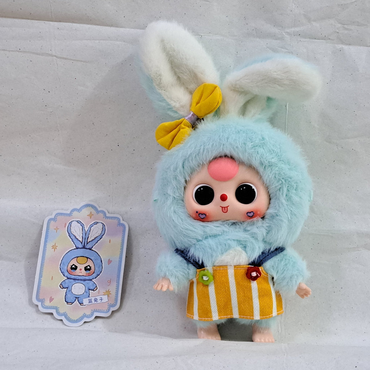 Turquoise with Yellow Dress - Macaron Cute Bunny Plush Pendant - Baby Three  - 1