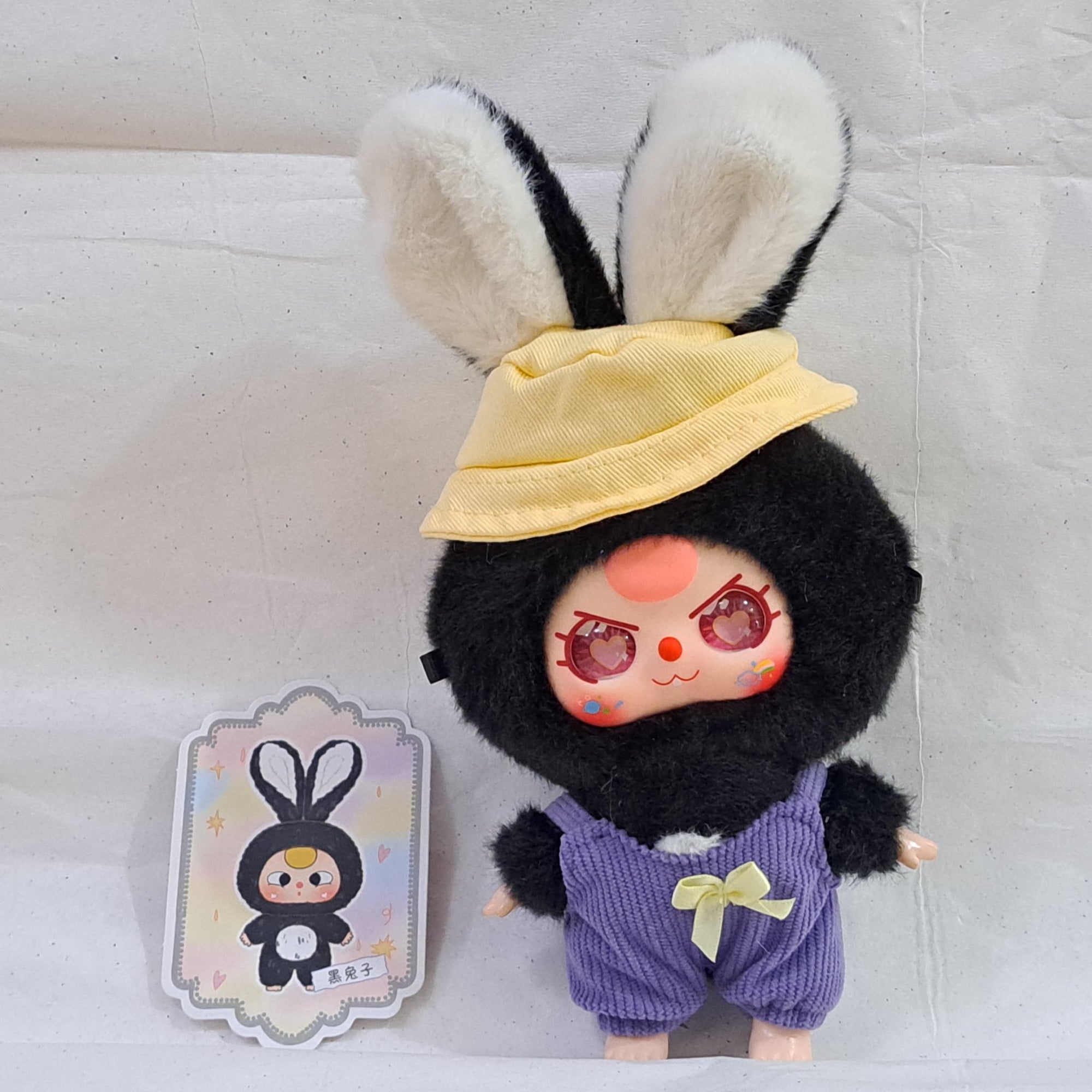 Black with Purple Overalls - Macaron Cute Bunny - Baby Three  - 1