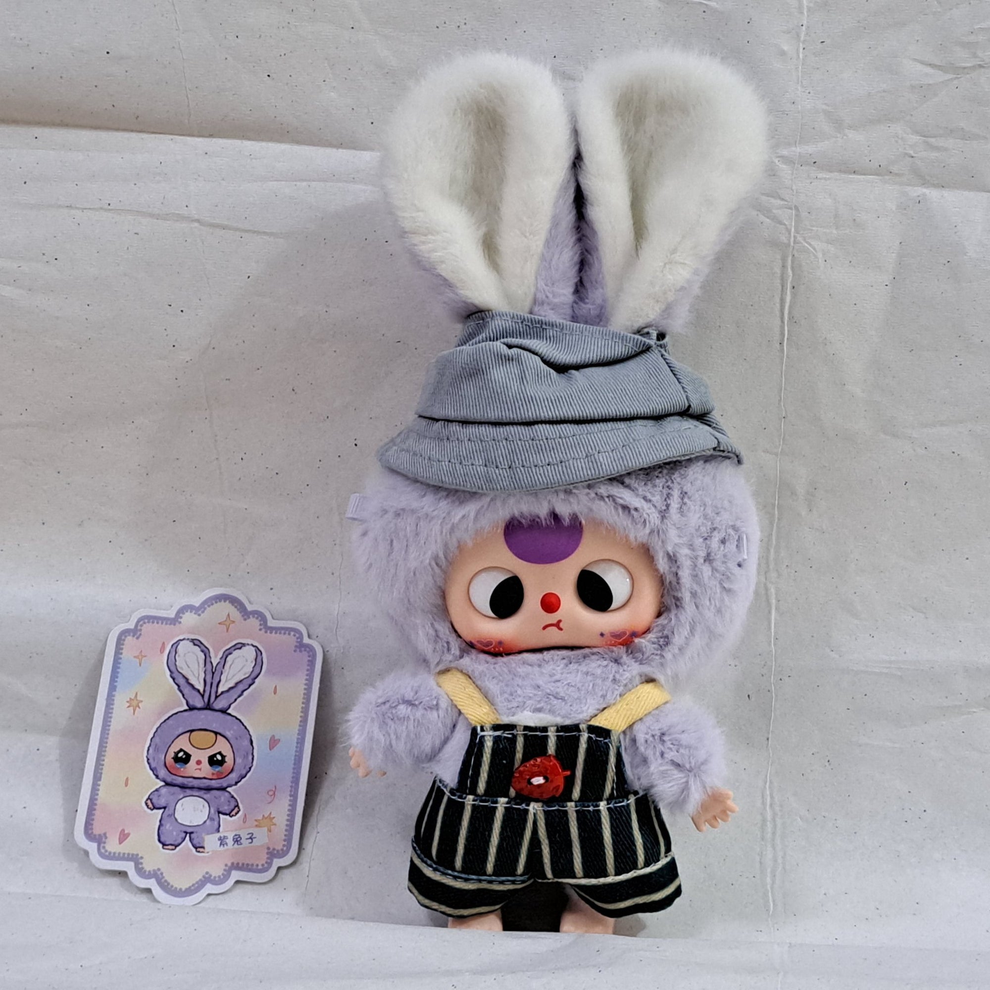 Purple with Overalls - Macaron Cute Bunny Plush Pendant - Baby Three  - 1