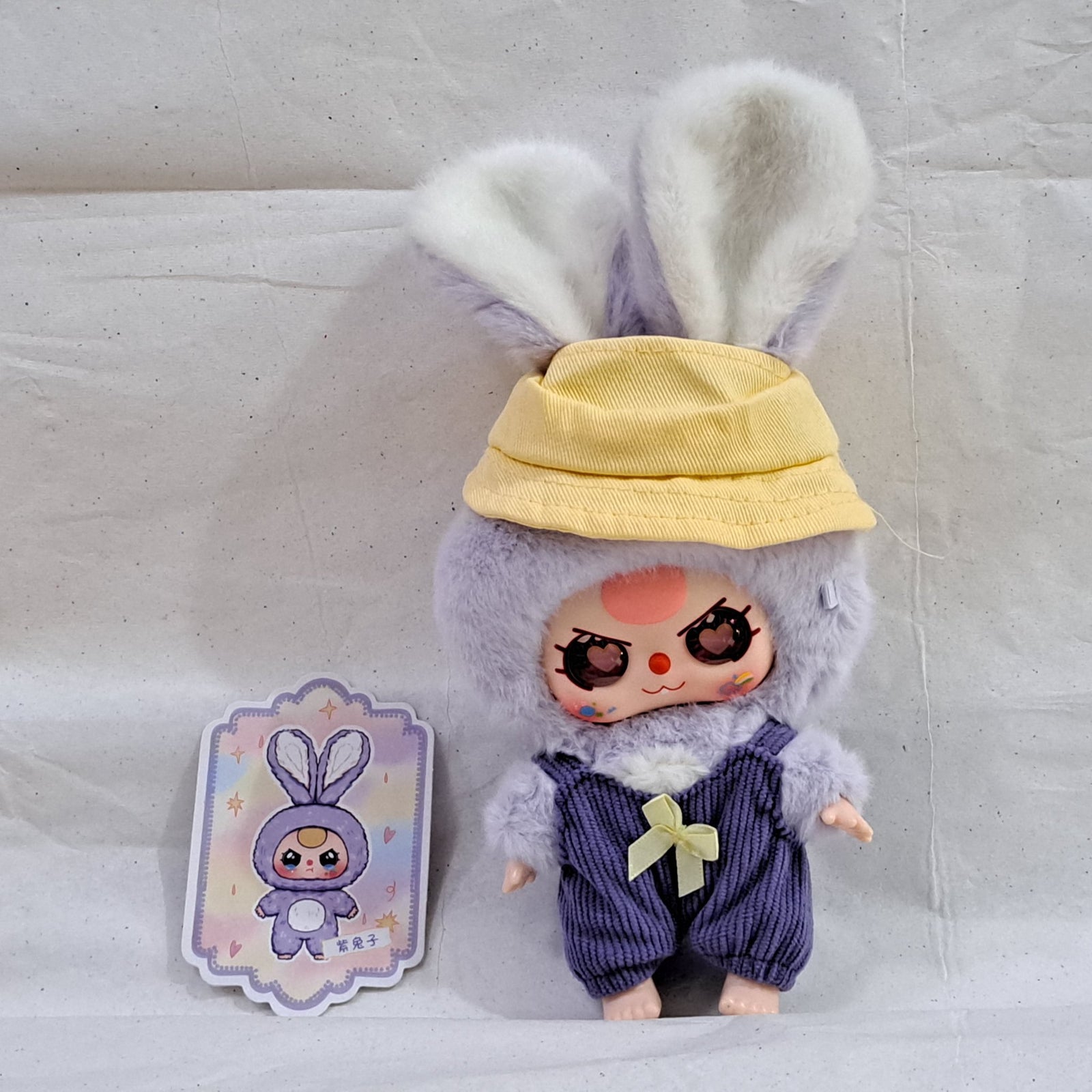 Purple with Purple Overalls - Macaron Cute Bunny Plush Pendant - Baby Three  - 1