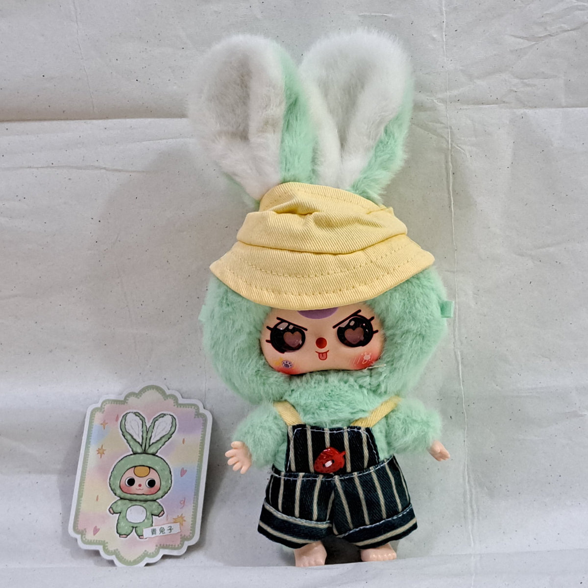 Green with Overalls - Macaron Cute Bunny Plush Pendant - Baby Three  - 1