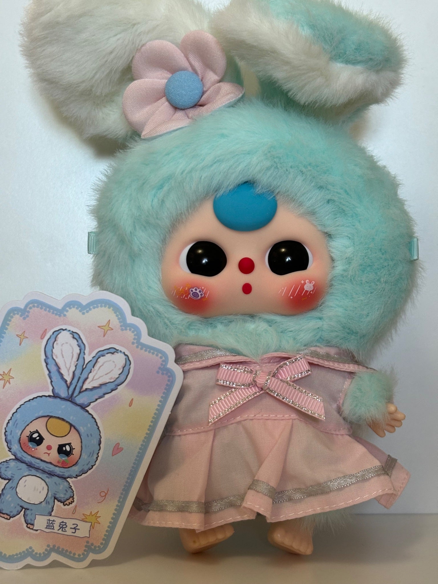 Turquoise - Baby Three Macaron Bunny Pendant - 1