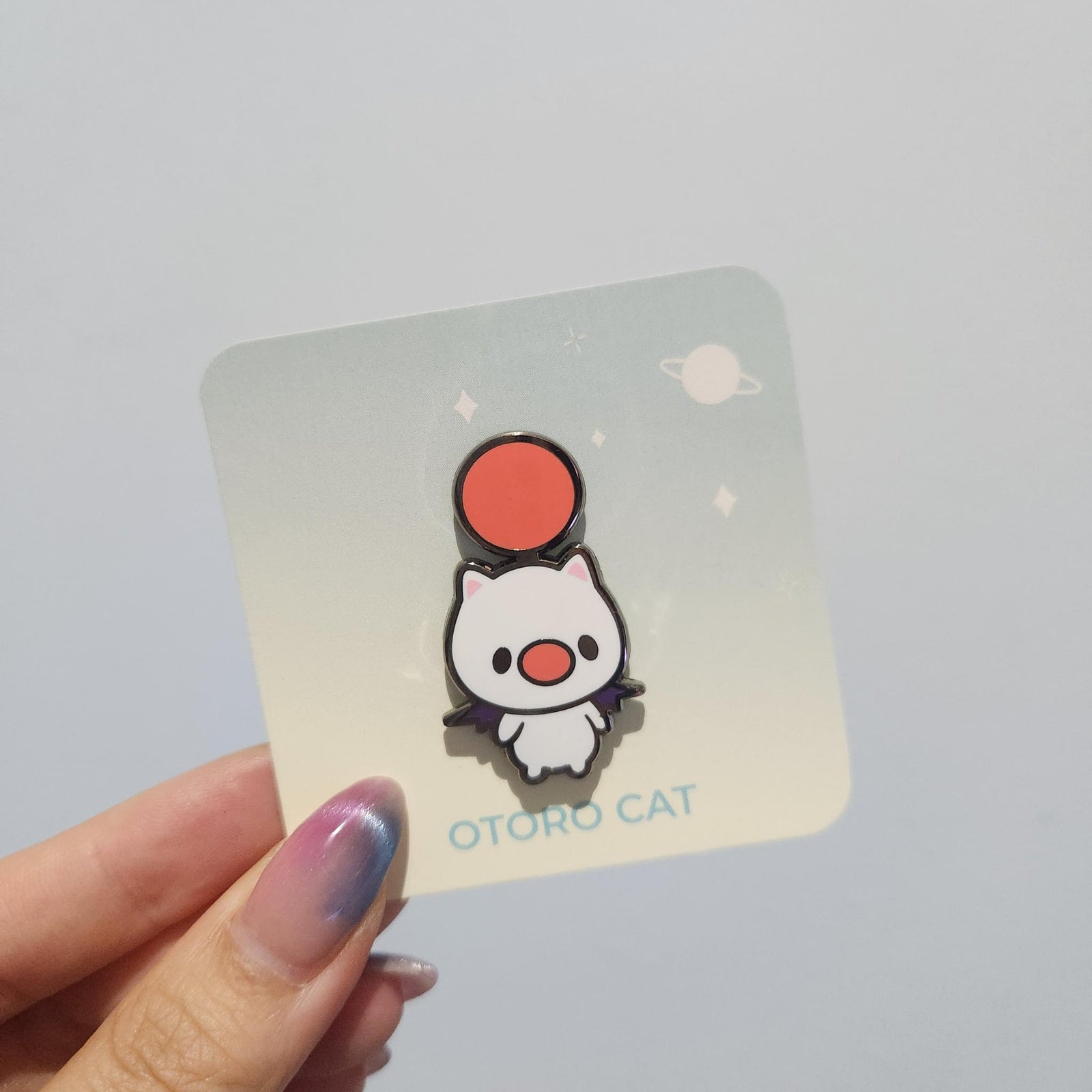 White Cat with Red Ball Hard Enamel Pin - Otoro Cat - 1