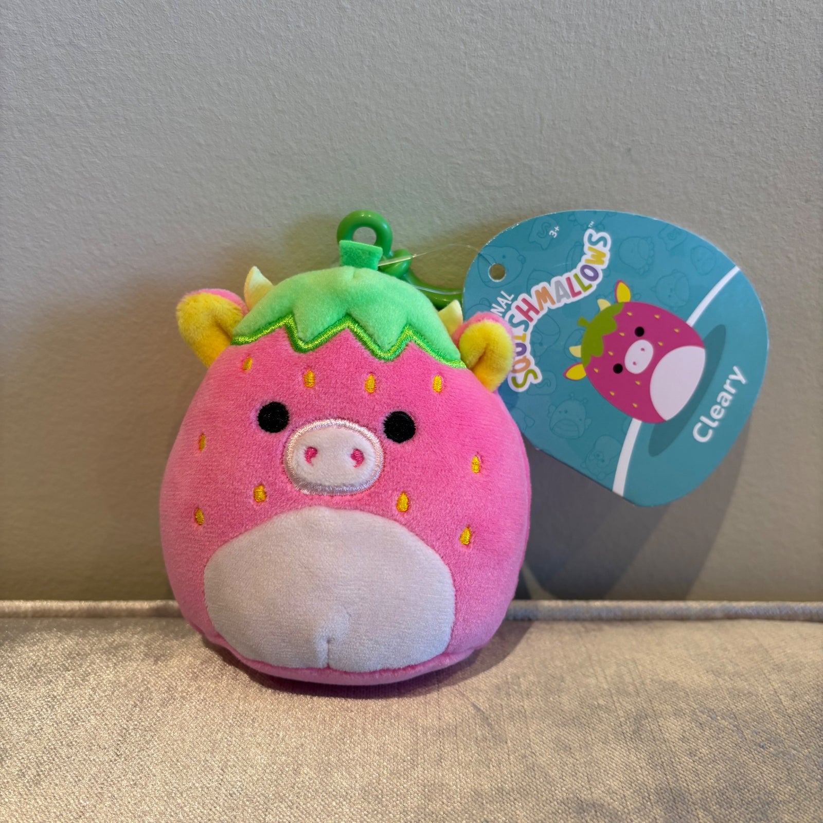 3.5” Clip Cleary the Stawberry Cow by Squishmallows - 1