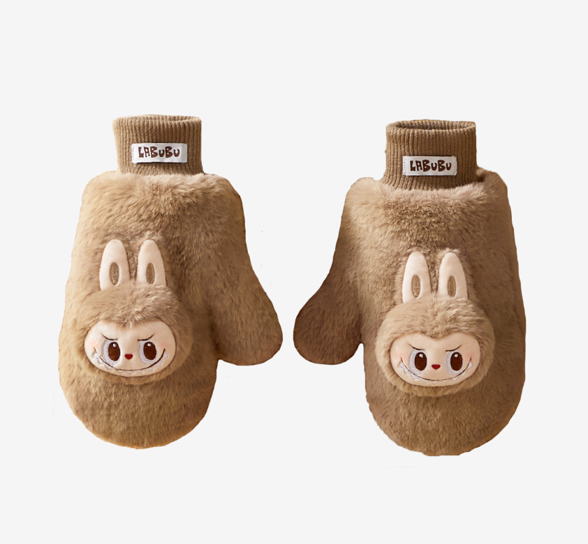 Warm Fluffy Holiday Series- LABUBU Plush Gloves - 1