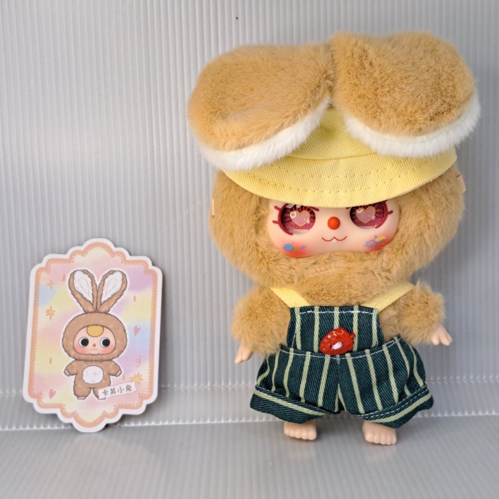 Brown with Green Overalls - Macaron Cute Bunny - Baby Three - 1