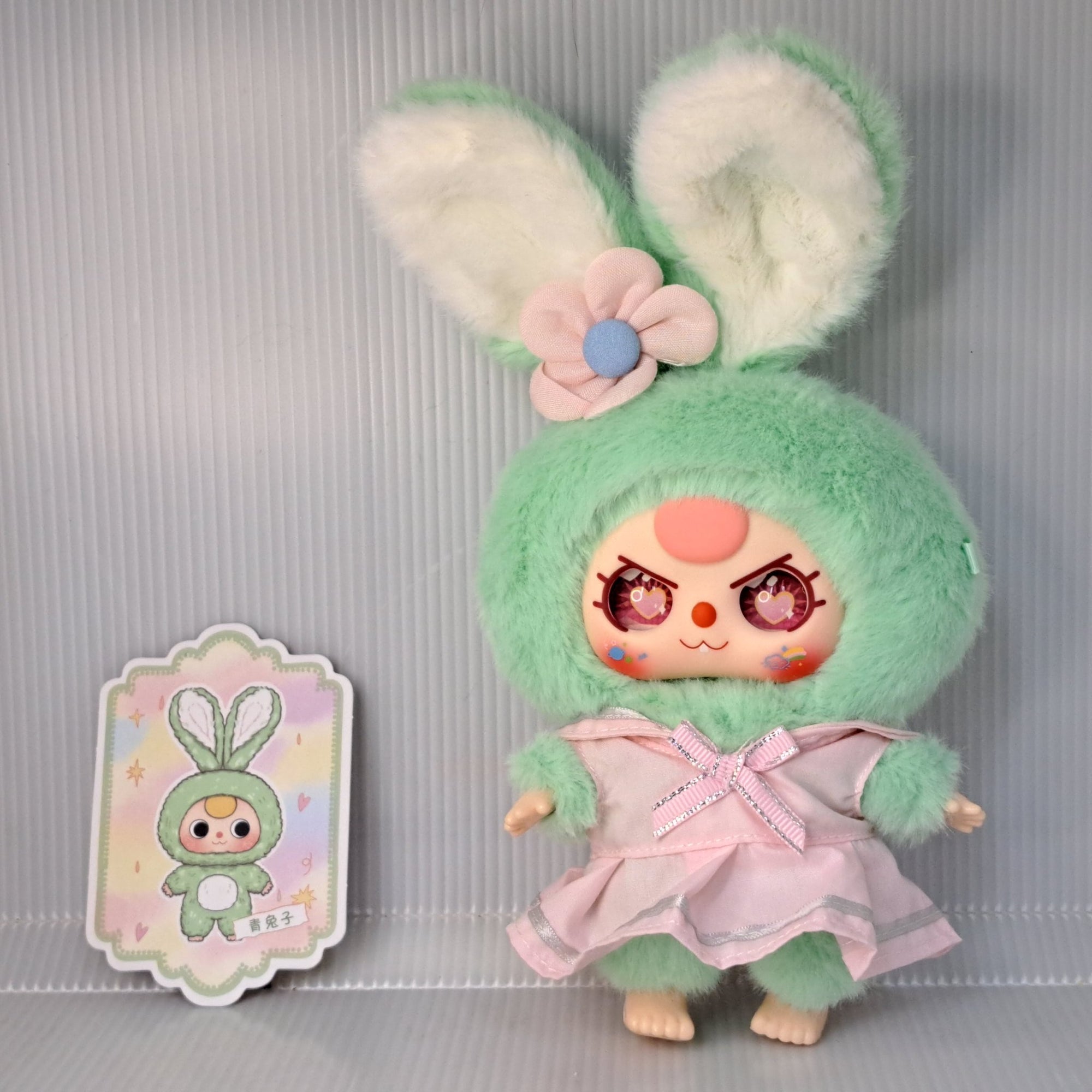 Green with Pink Dress - Macaron Cute Bunny - Baby Three - 1