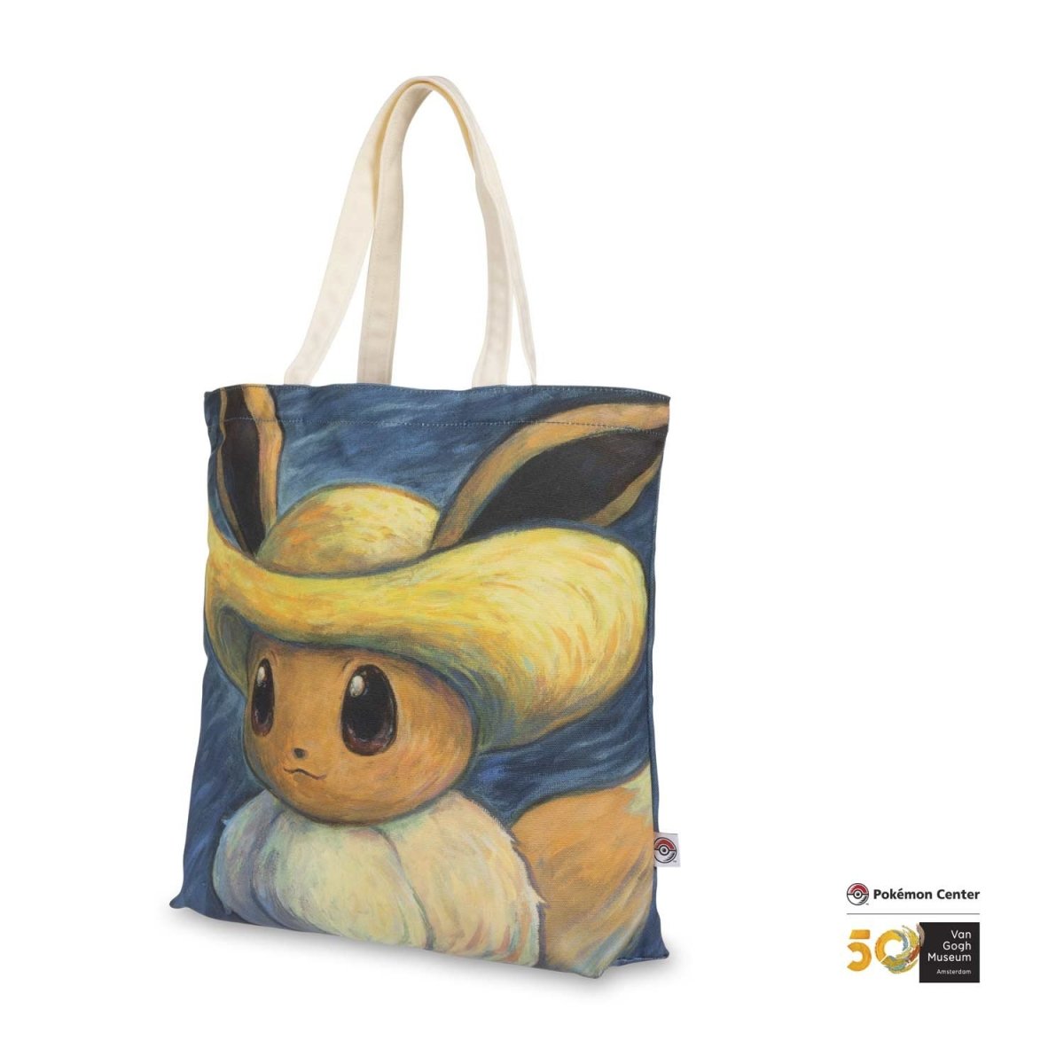 Eevee Inspired by Self-Portrait with Straw Hat Canvas Tote Bag POKÉMON CENTER × VAN GOGH MUSEUM - 1