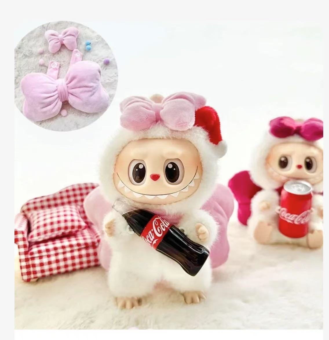 Big Pink Bow + Hair Clip - Labubu Clothes for Have A Seat/Macaron - 1