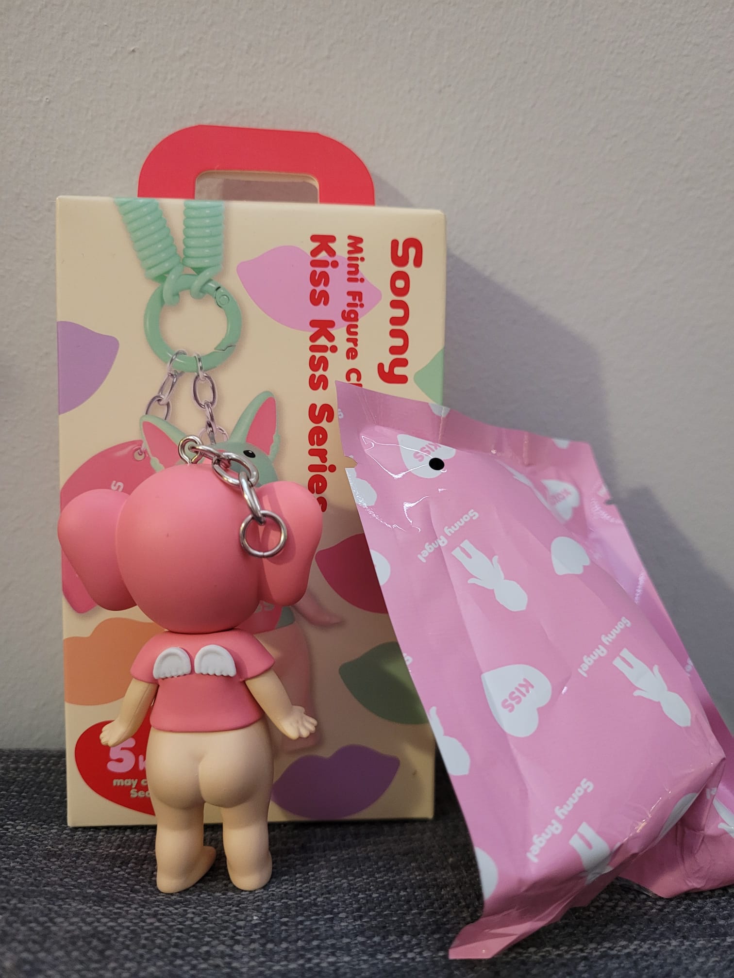 Pink Elephant Sonny Angel Keychain - Kiss Kiss Series - Dreams - 2