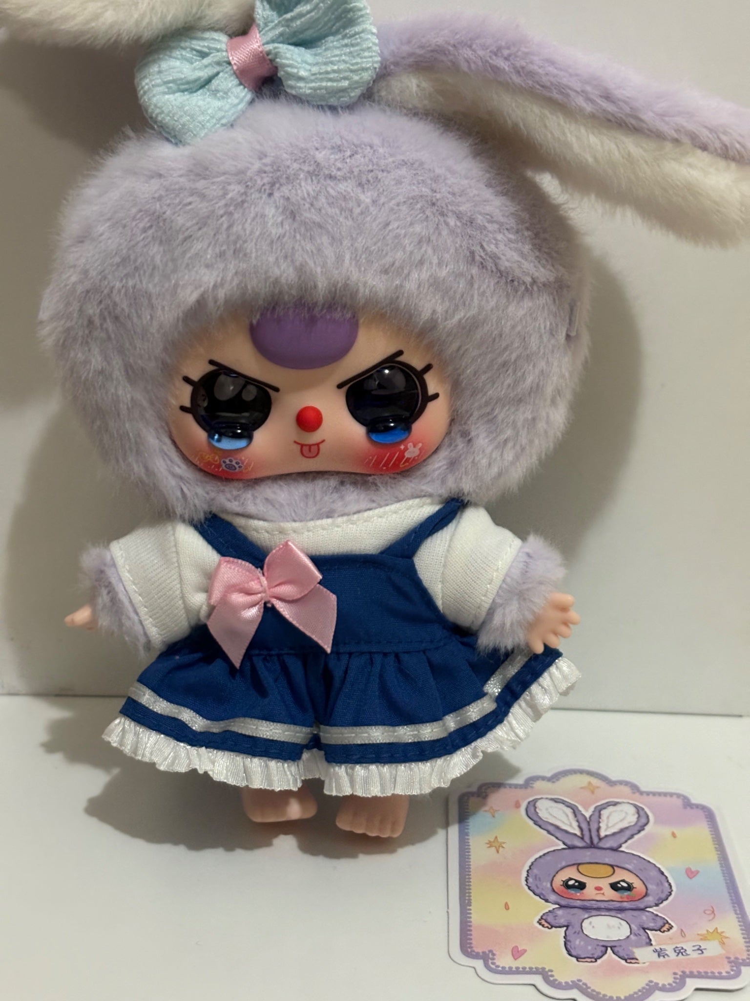 Purple Bunny with Water Eyes - Baby Three Macaron Plush Pendant - 1