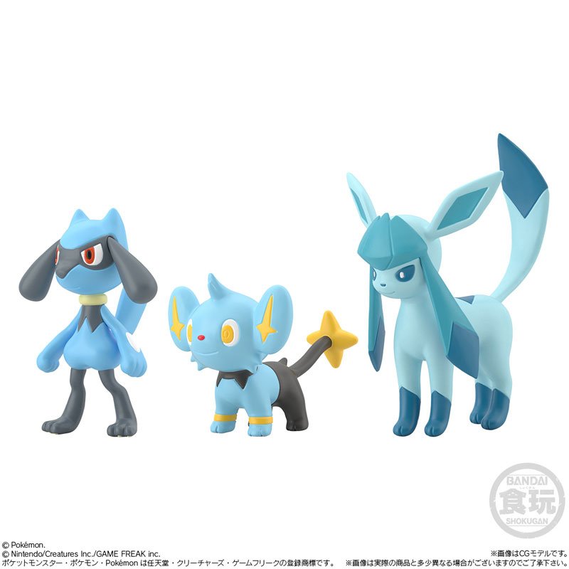 Pokemon Scale World GLACEON & RIOLU & SHINX Sinnoh Region 2 Figure Set by Bandai - 1