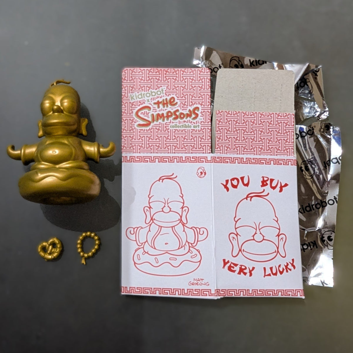 Gold Homer Simpson Buddha - Kidrobot - Matt Groening 3&quot; - 1