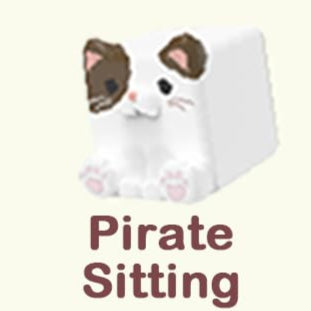 Pirate Sitting (White + Brown Spots) - Square Cat Series by Choco Teddy