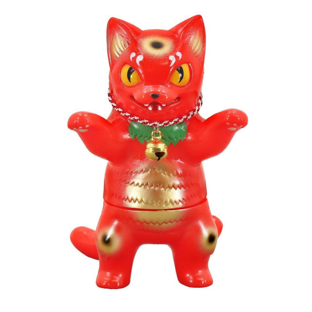 Negora Red Lucky Cat Sofubi Art Toy by Konatsuya