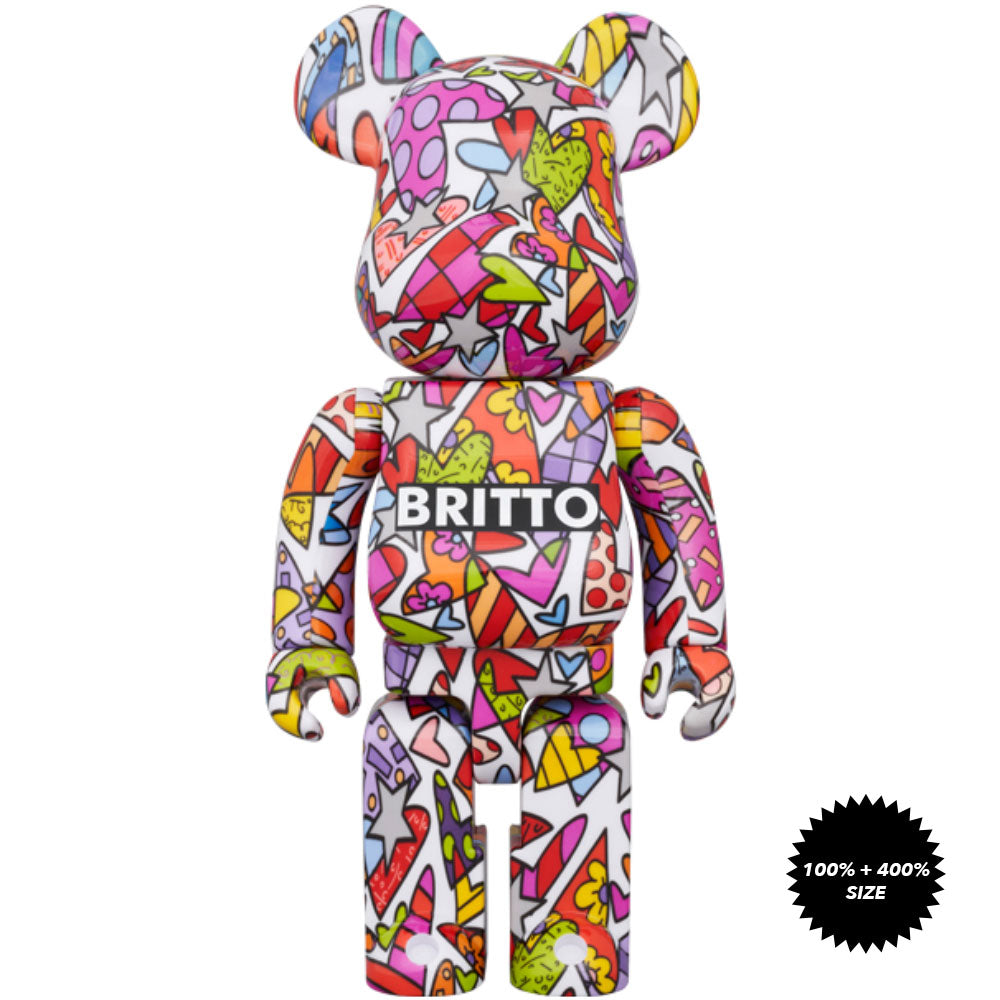 Romero Britto Heart 100% + 400% Bearbrick Set by Medicom Toy