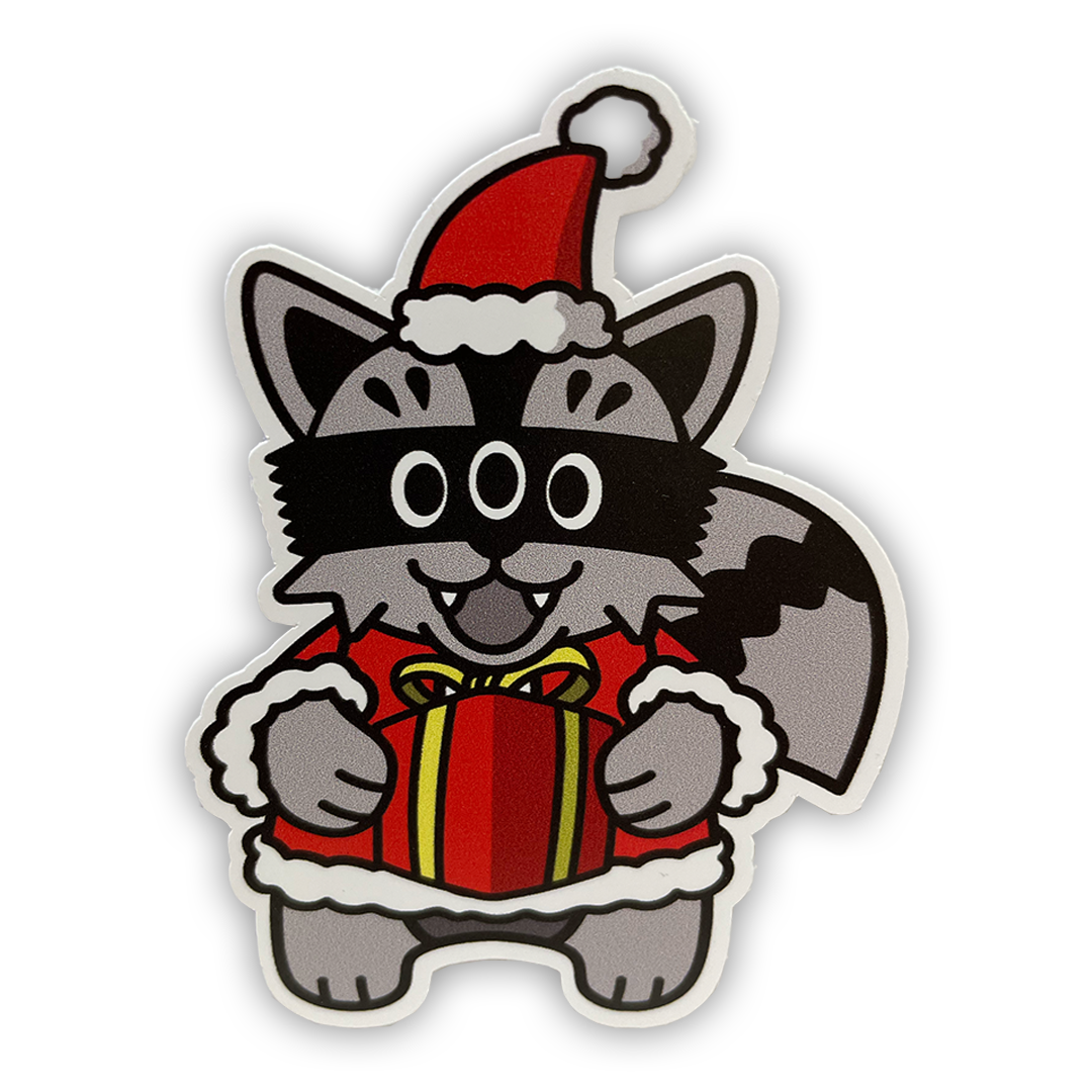 Santa Hunter Holding Present Medium Sticker