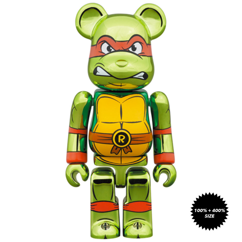 TMNT: Raphael (Chrome Ver.) 100% + 400% Bearbrick Set by Medicom Toy