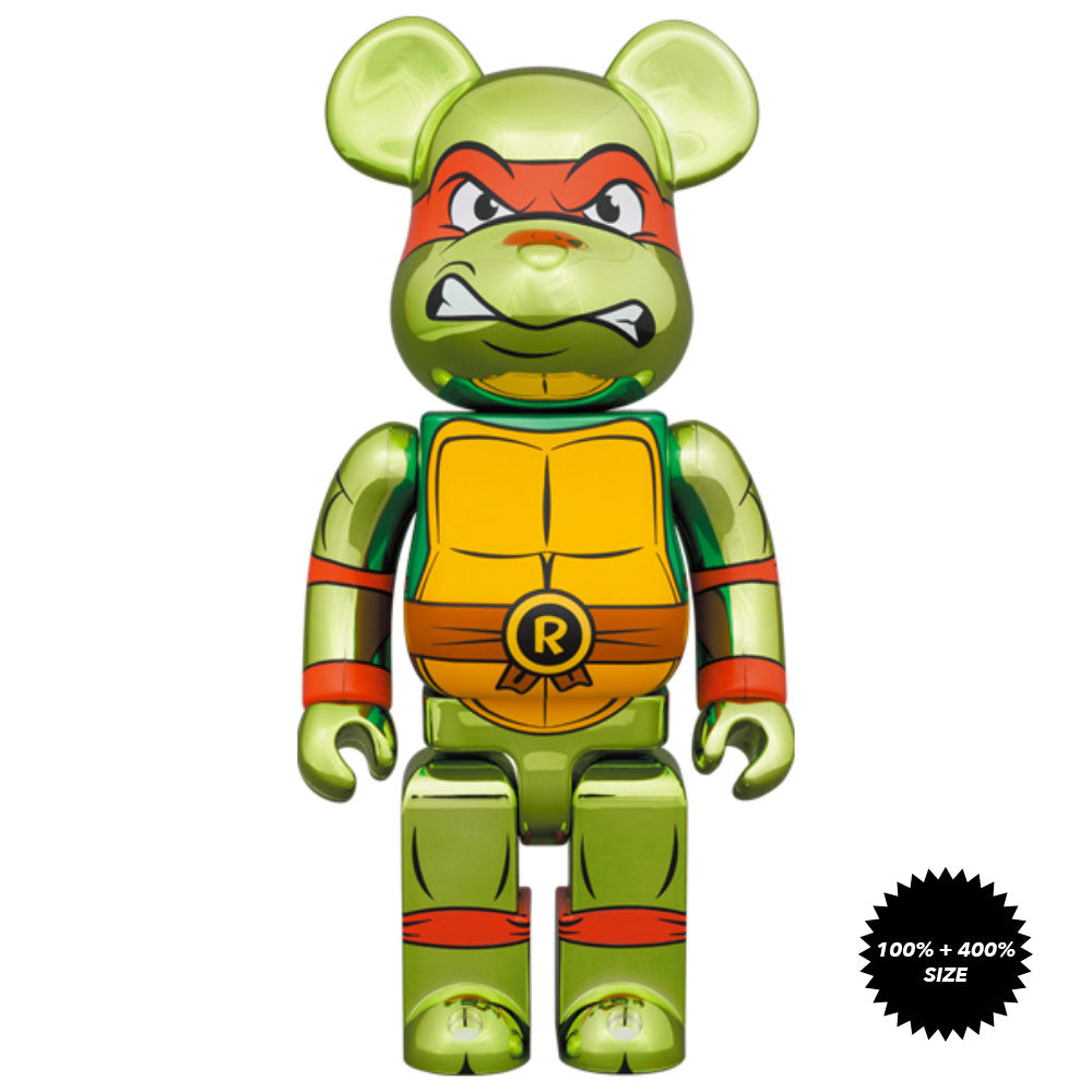 TMNT: Raphael (Chrome Ver.) 100% + 400% Bearbrick Set by Medicom Toy