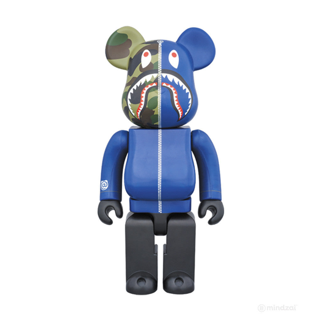 Navy 1st Camo Shark Bearbrick 400% by Medicom Toy x Bape