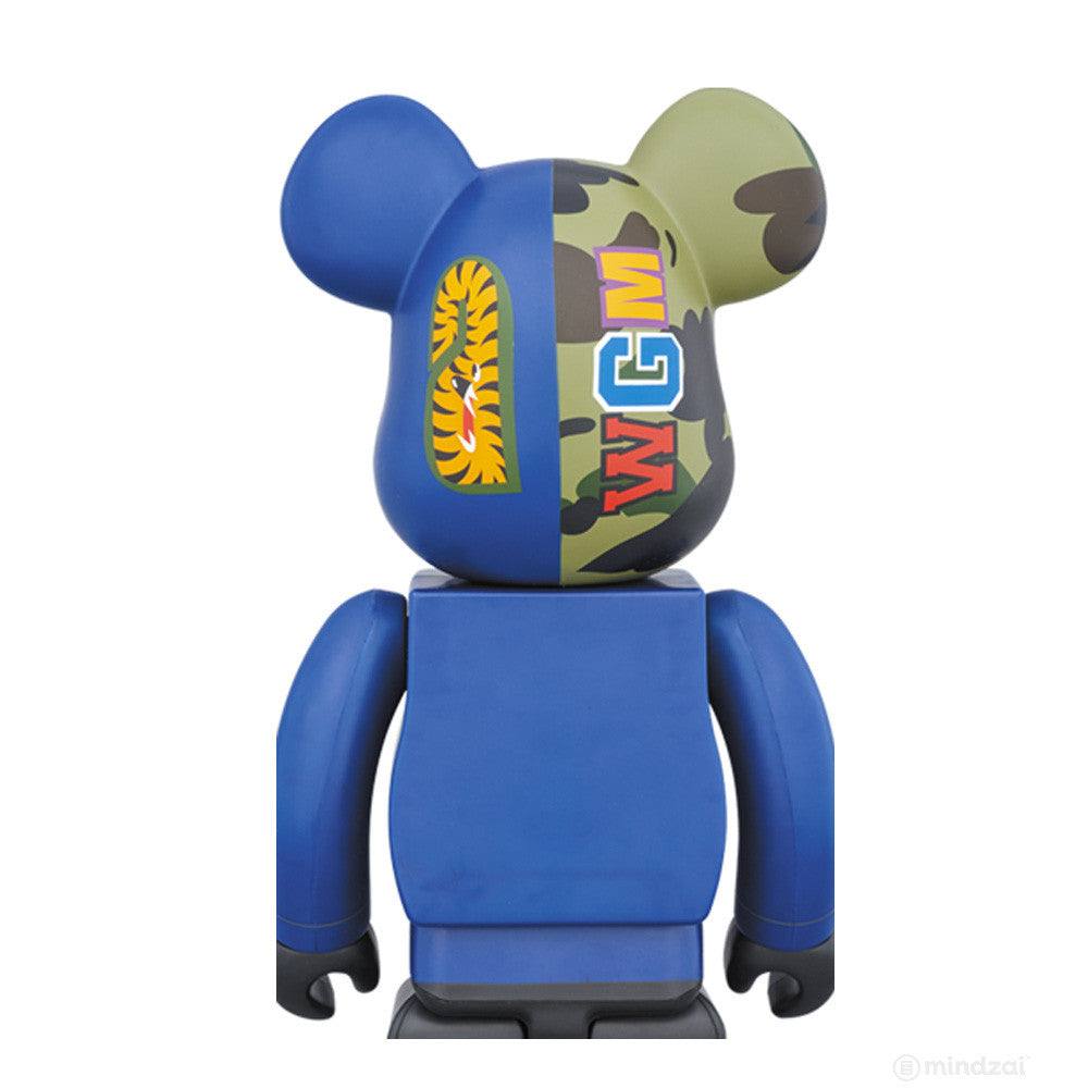 Navy 1st Camo Shark Bearbrick 400% by Medicom Toy x Bape