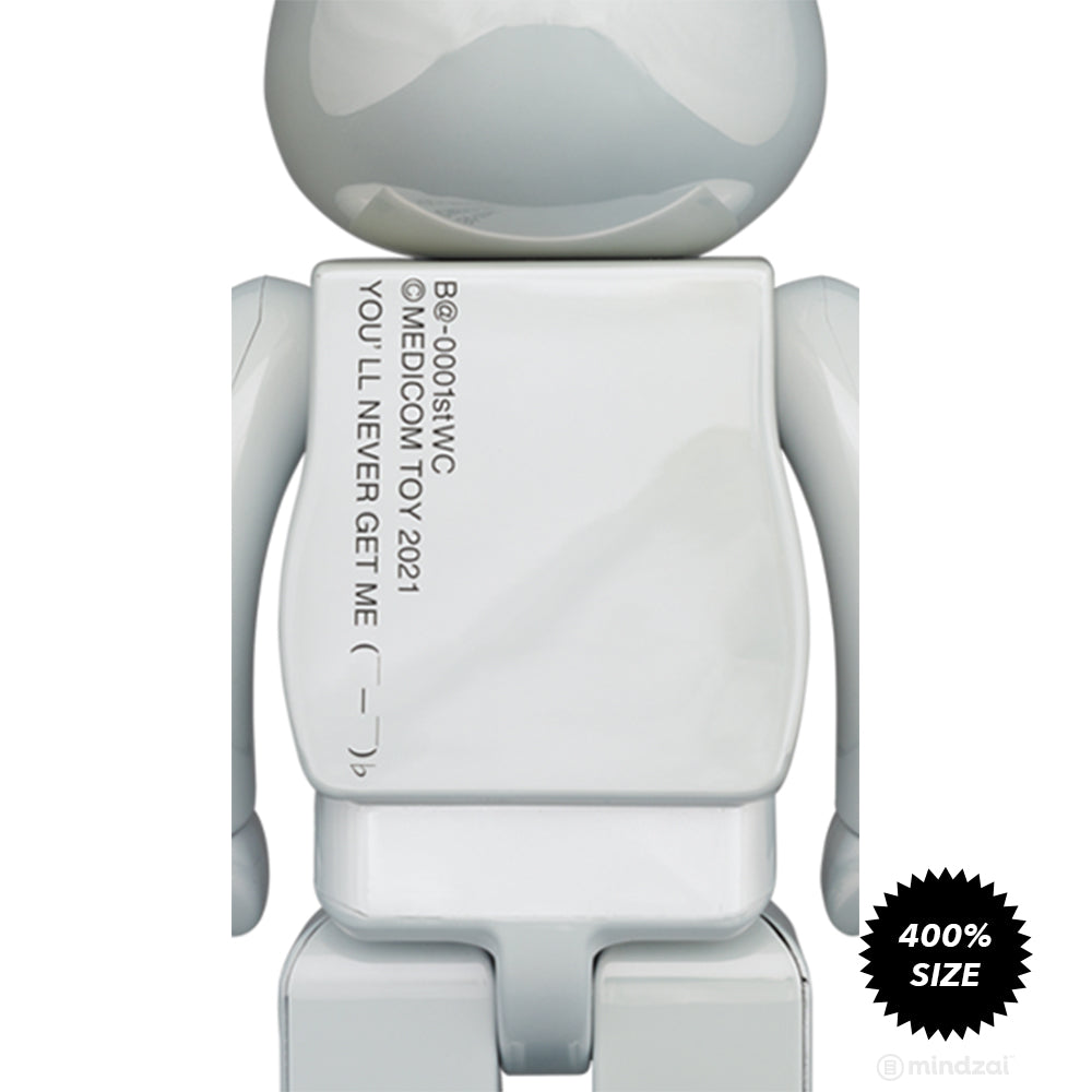 First Model (White Chrome Ver.) 400% Bearbrick by Medicom Toy - Mindzai Toy  Shop