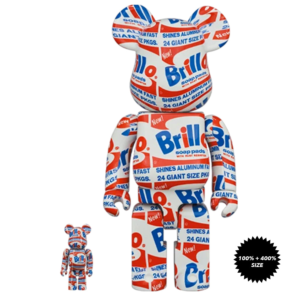 Andy Warhol Brillo 100% + 400% Bearbrick Set by Medicom Toy [DAMAGE BOX]