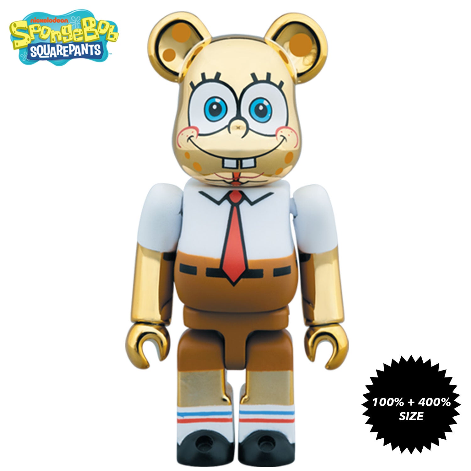 Chrome Gold Spongebob Squarepants 100% + 400% Bearbrick Set by