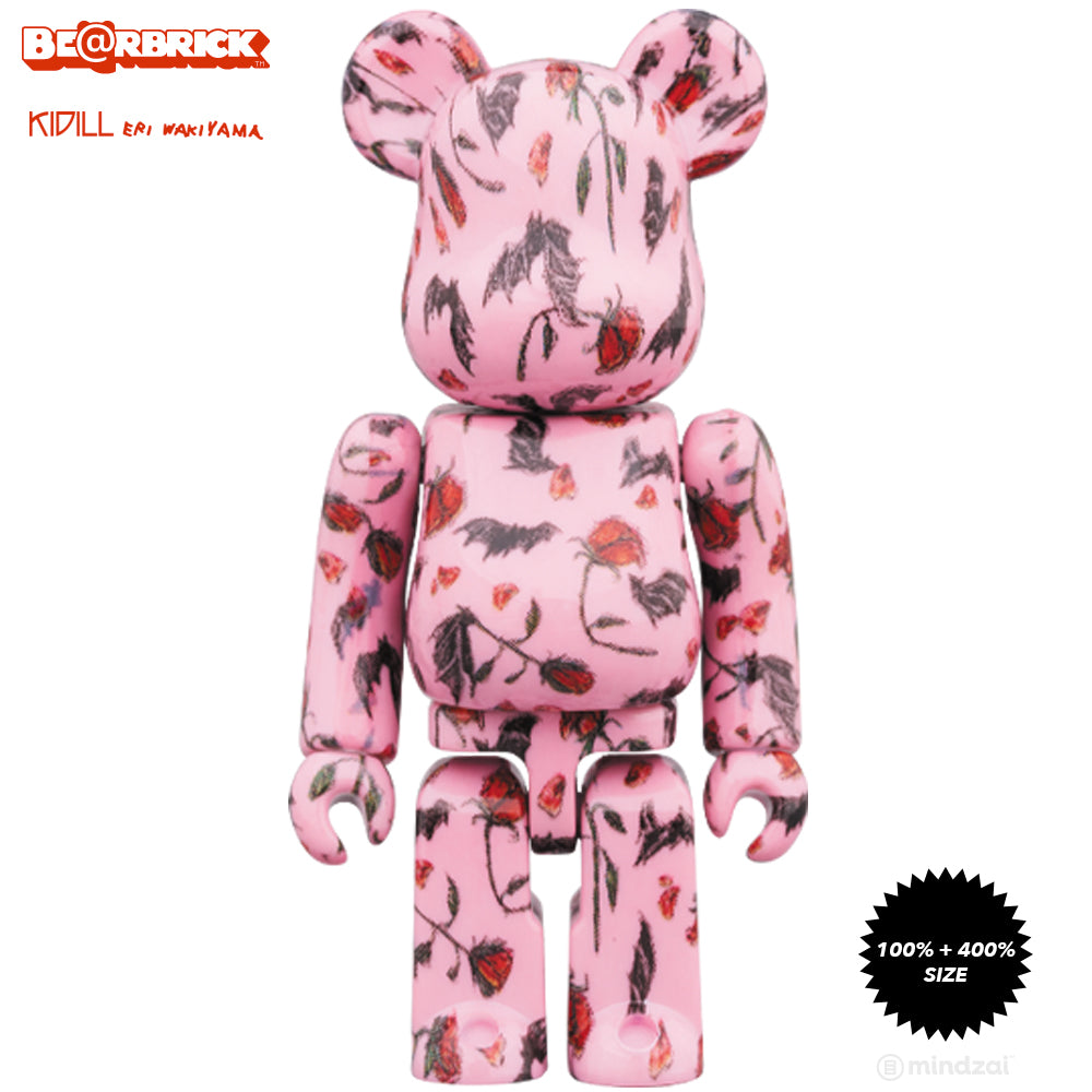 KIDILL × Eri Wakiyama Bat & Rose 100% + 400% Bearbrick Set - Pink