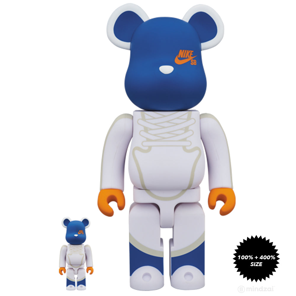 Nike SB White 100% and 400% Bearbrick Set by Medicom Toy x Nike SB