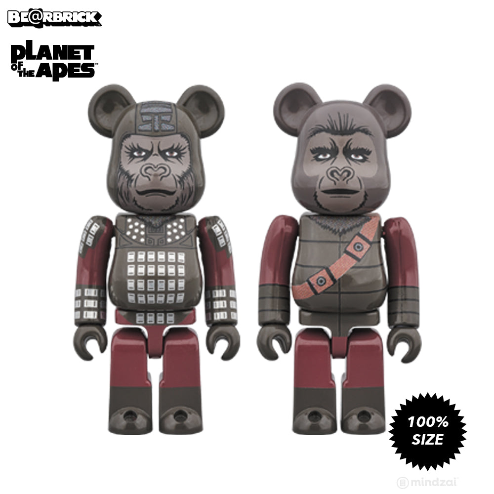 Planet Of The Apes General Ursus & Soldier 100% Bearbrick 2-Pack