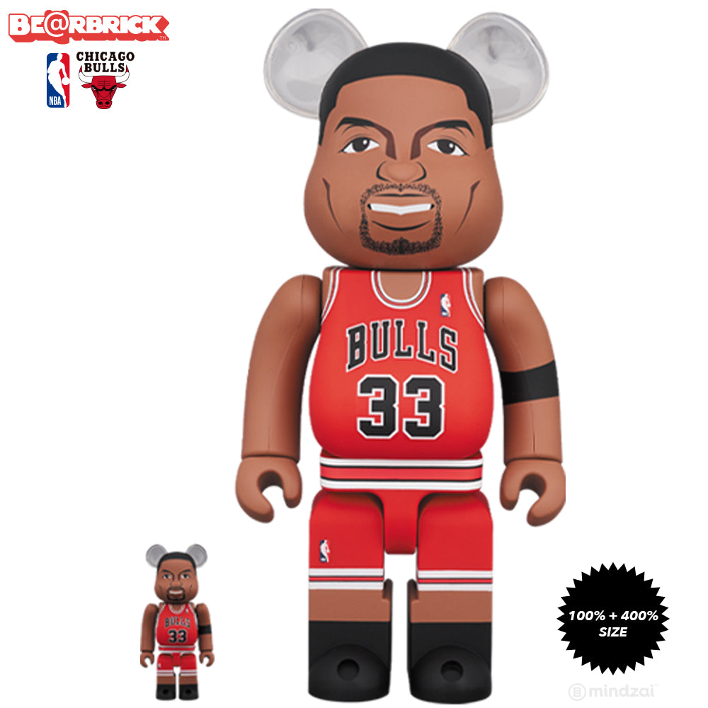 Scottie Pippen Chicago Bulls 100% + 400% Bearbrick Set by Medicom Toy x NBA