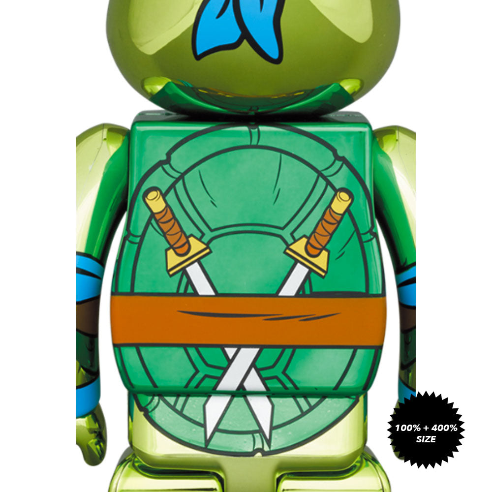 TMNT: Leonardo (Chrome Ver.) 100% + 400% Bearbrick Set by Medicom