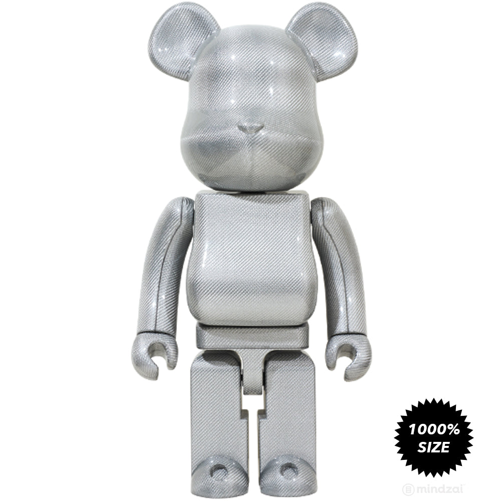 Texalium Carbon Fibre Silver 1000% Bearbrick by Medicom Toy