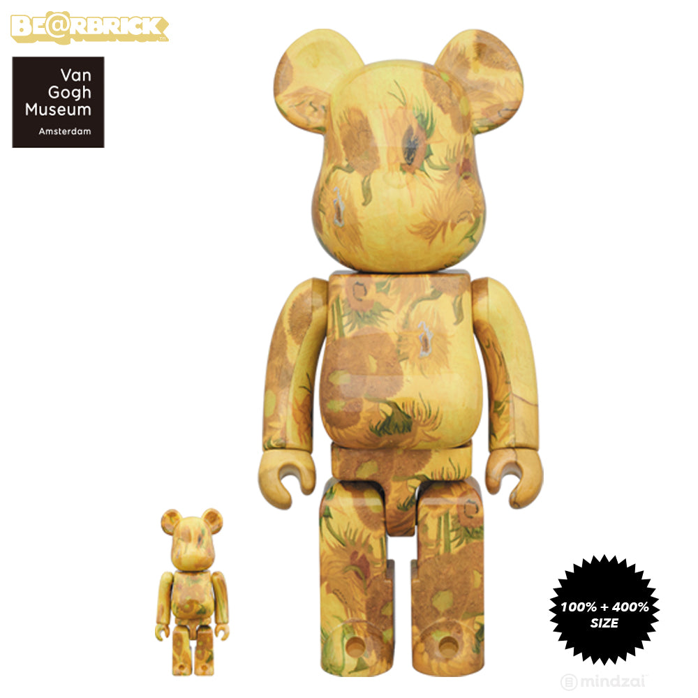 Sunflowers 100% + 400% Bearbrick by Vincent Van Gogh Museum x Medicom Toy