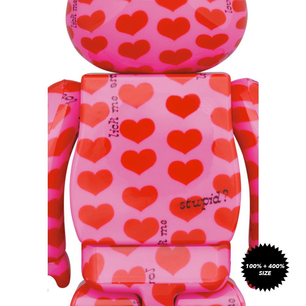 Hide Pink Heart 100% + 400% Bearbrick Set by Medicom Toy - Mindzai 