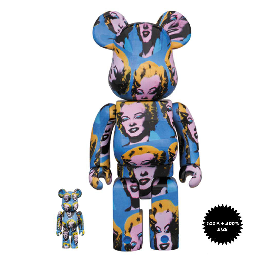 Andy Warhol Marilyn Monroe 100% + 400% Bearbrick Set by Medicom Toy x Warhol