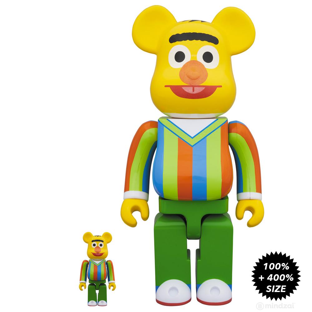 Sesame Street Bert 100% + 400% Bearbrick Set by Medicom Toy