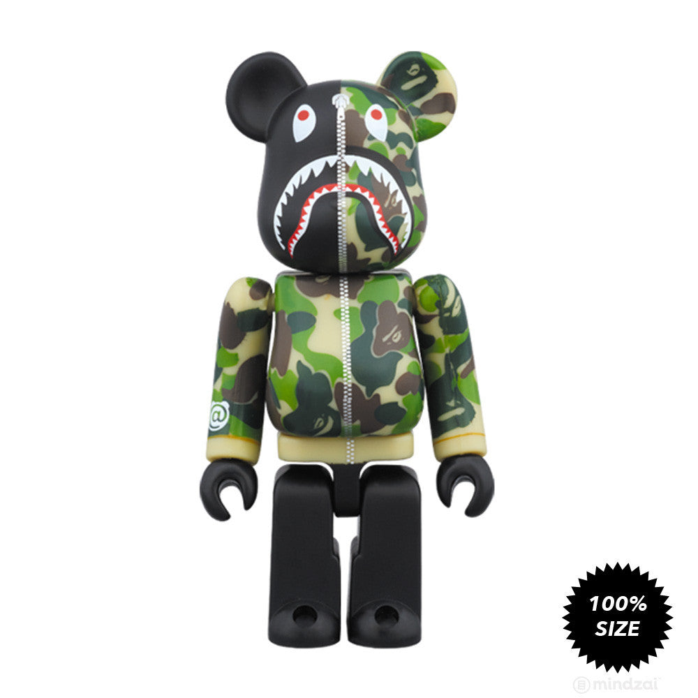 Black Bape Camo Shark Bearbrick 100% by Medicom Toy x Bape