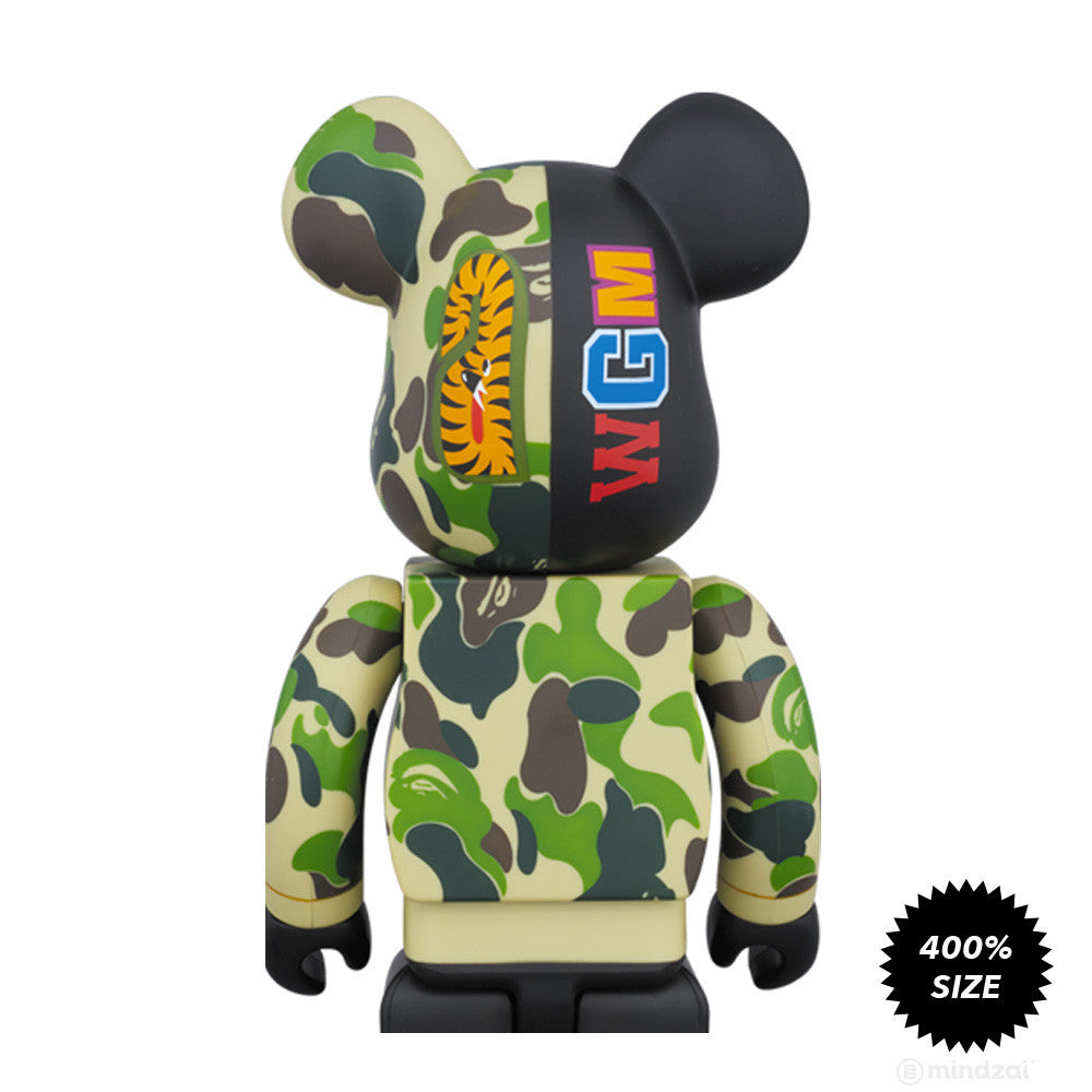 Black Bape Camo Shark Bearbrick 400% by Medicom Toy x Bape