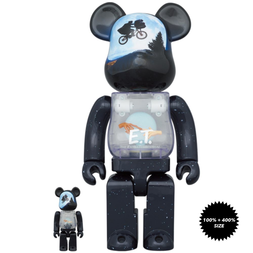 E.T. (Light Up Ver.) 100% + 400% Bearbrick Set by Medicom Toy