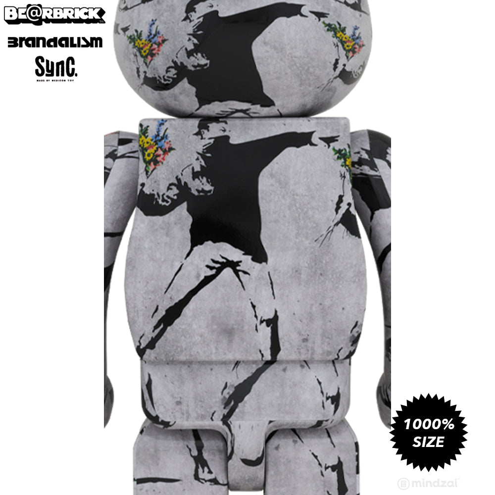 Banksy Flower Bomber 1000% Bearbrick by Medicom Toy x Brandalism