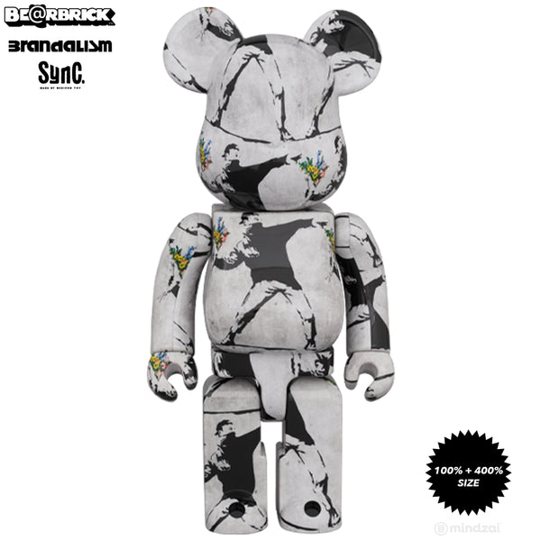 Banksy Flower Bomber 100% + 400% Bearbrick by Medicom Toy x