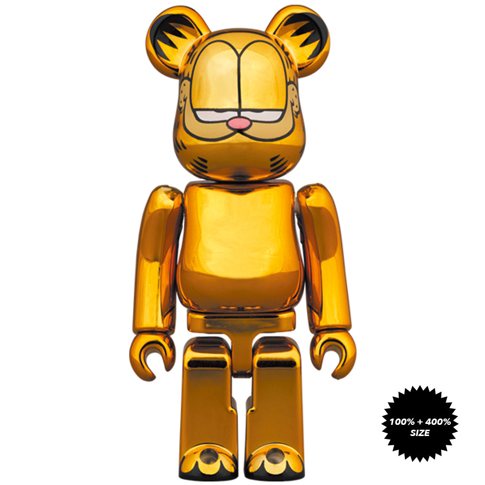 Garfield (Gold Chrome Ver.) 100% + 400% Bearbrick Set by Medicom