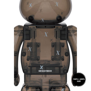 God Selection XXX Black Clear 100% + 400% Bearbrick Set by Medicom