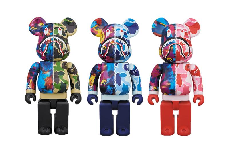 BAPE X MIKA Ninagawa 1000% Bearbrick Set of 3 by Medicom Toy