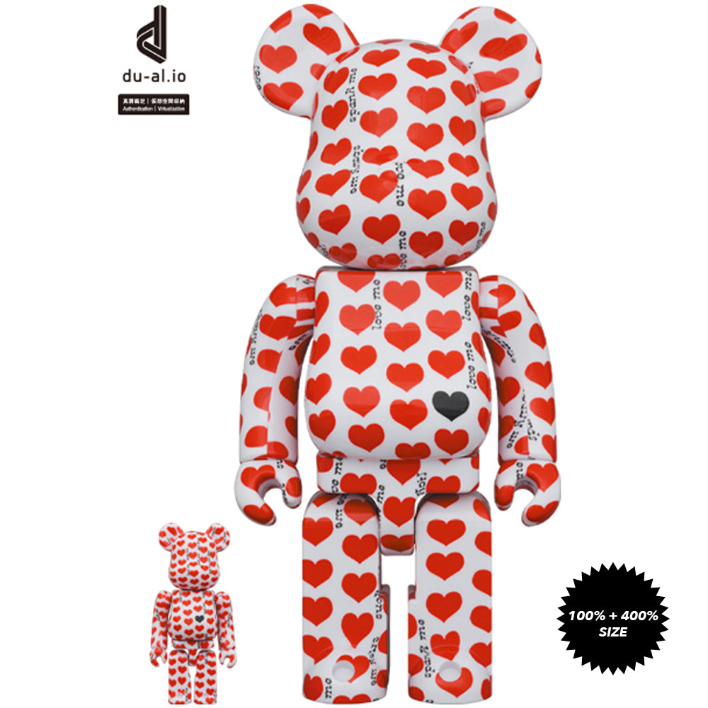 *Pre-order* Hide White Heart 100% + 400% Bearbrick Set by Medicom Toy