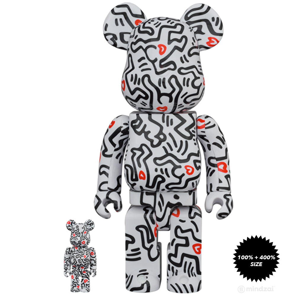 Keith Haring #8 100% + 400% Bearbrick Set by Medicom Toy